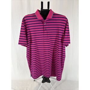 Greyson Polo Shirt Mens Size XL Pink Striped Golf Short Sleeve Performance Logo